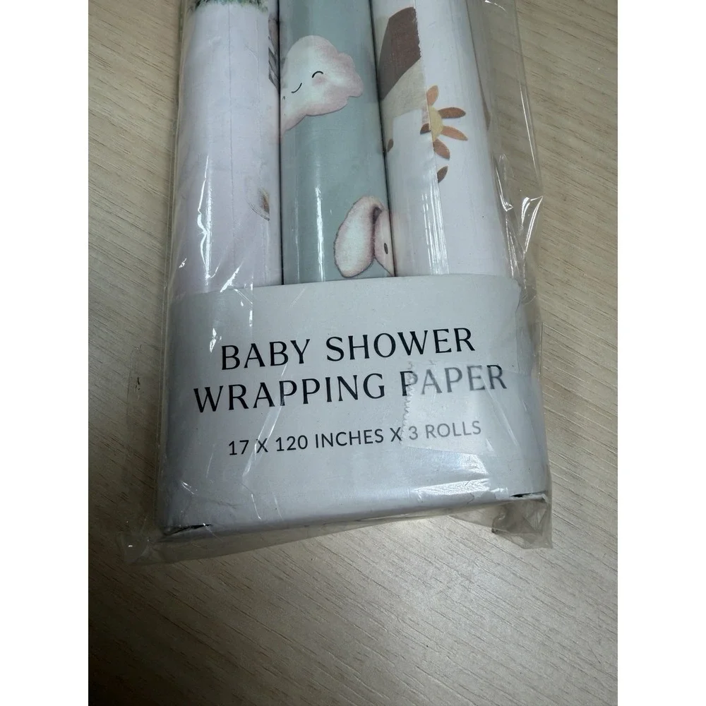 Beautiful‎ Gift Wrapping Paper Rolls for Baby Shower - Cute Set of 3